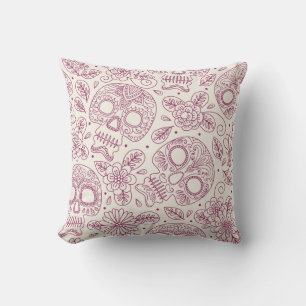 Coussin Fleurs du crâne : Fête Mexicaine Sans Seamless.