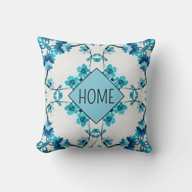 Coussin Fleurs élégantes Floral Blue (Recto)