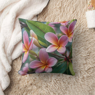 Coussin **"Fleurs en fleurs : Arbre à fleurs Frangipani ro