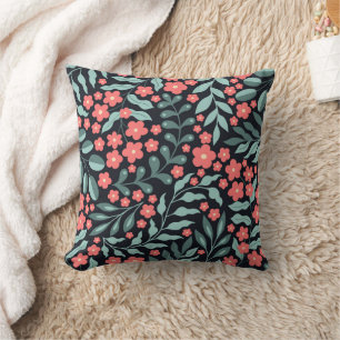 Coussin Fleurs en fleurs de style rétro rose dans le style