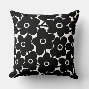 Coussin Fleurs en gras - Noir