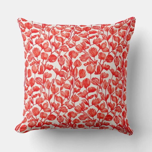 Coussin Fleurs en motif rouge (Recto)