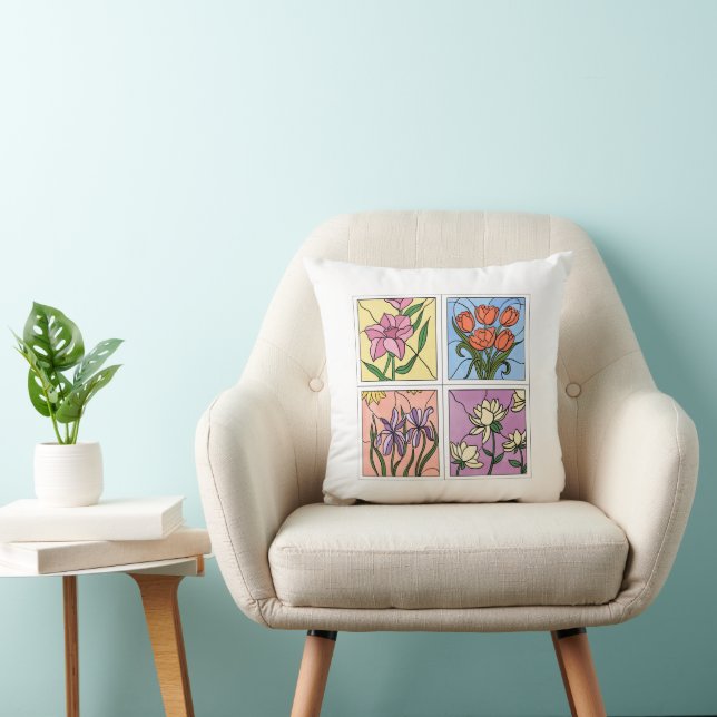 Coussin Fleurs en Verre Coloré (Chaise)