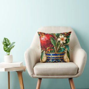 Coussin Fleurs en Verre Coloré Élégance aux Tons de Bijo