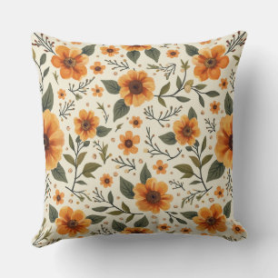 Coussin fleurs encadrées