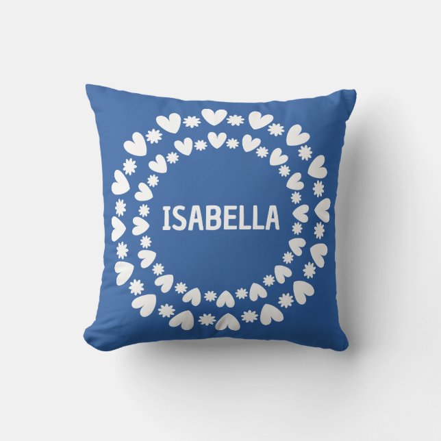 Coussin Fleurs Et Coeurs Nom (Recto)