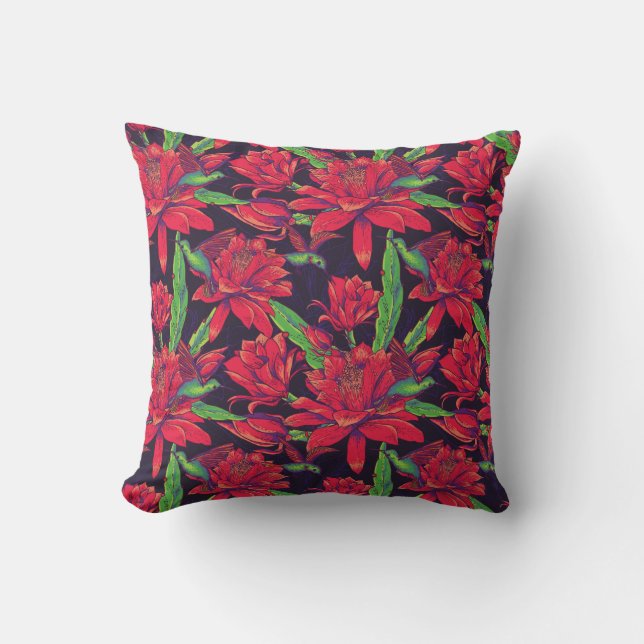 Coussin Fleurs et colibris (Recto)