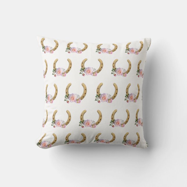 Coussin Fleurs et fer à cheval sur blanc (Recto)