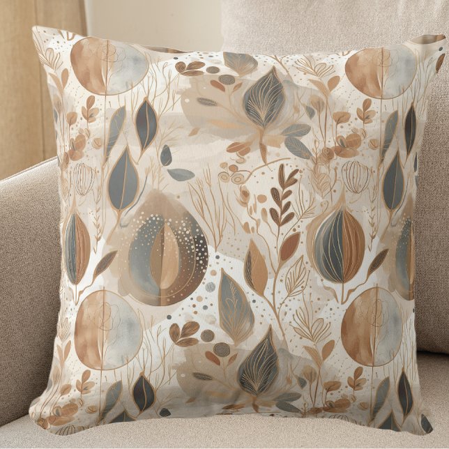 Coussin Fleurs et Feuilles modernes de tons de terre (Créateur téléchargé)