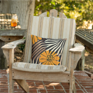 Coussin Fleurs et feuilles orange art minimaliste
