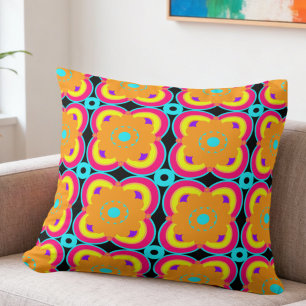 Coussin Fleurs et Formes Colorées