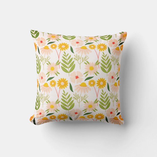 Coussin Fleurs et Motif de jardin Feuille (Recto)