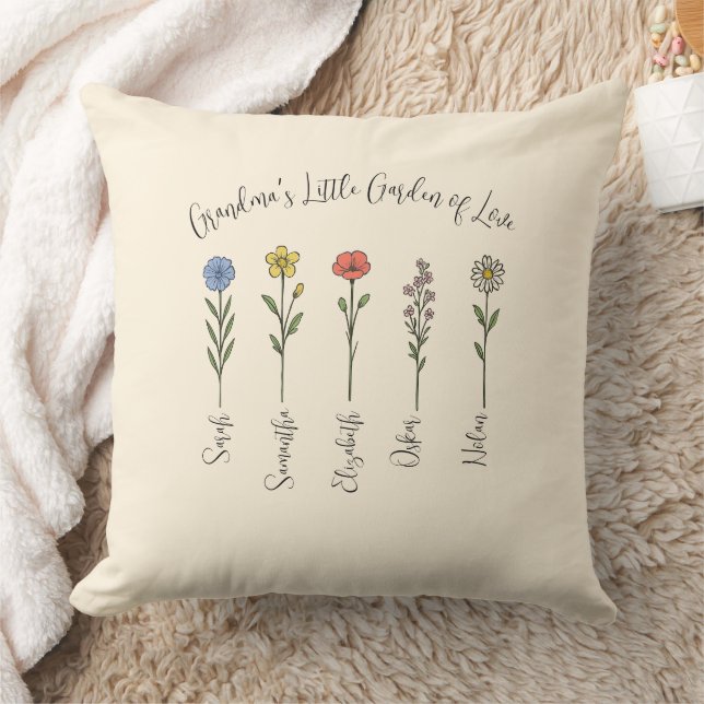 Coussin Fleurs et petits-enfants - Jardin de grand-mère (Couverture)
