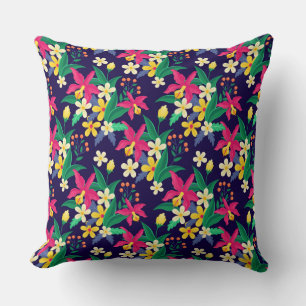 Coussin Fleurs Exotiques Colorées Motif Feuilles-23021