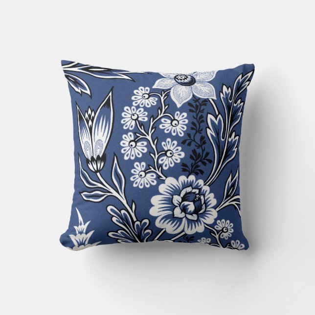 Coussin Fleurs Fantastiques (Bleu) Beaux-Arts (Recto)