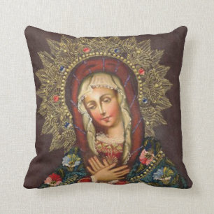 Coussin Fleurs fleuries de Vierge Marie Madonna