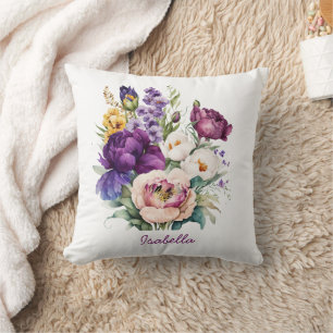 Coussin Fleurs florales de jolis aquarelles personnalisées