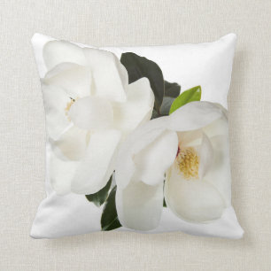 Coussin Fleurs florales de magnolia de magnolias blanches