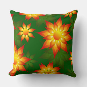 Coussin Fleurs florales jaunes avec Arrière - plan vert-57