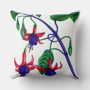 Coussin fleurs fuchsia