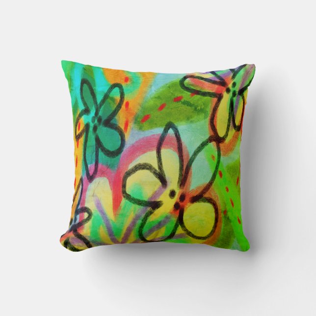 Coussin Fleurs funky Art Abstrait (Recto)