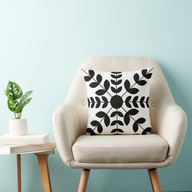 Coussin Fleurs géométriques noires (Chaise)