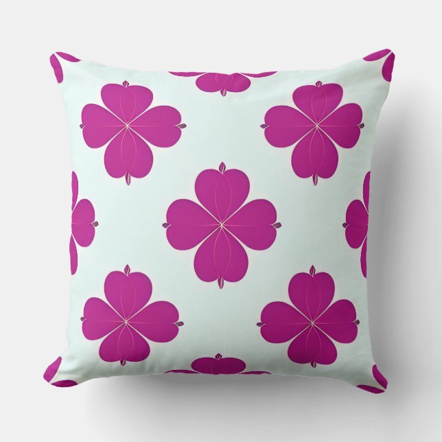Coussin Fleurs géométriques roses sur un fond clair (Recto)