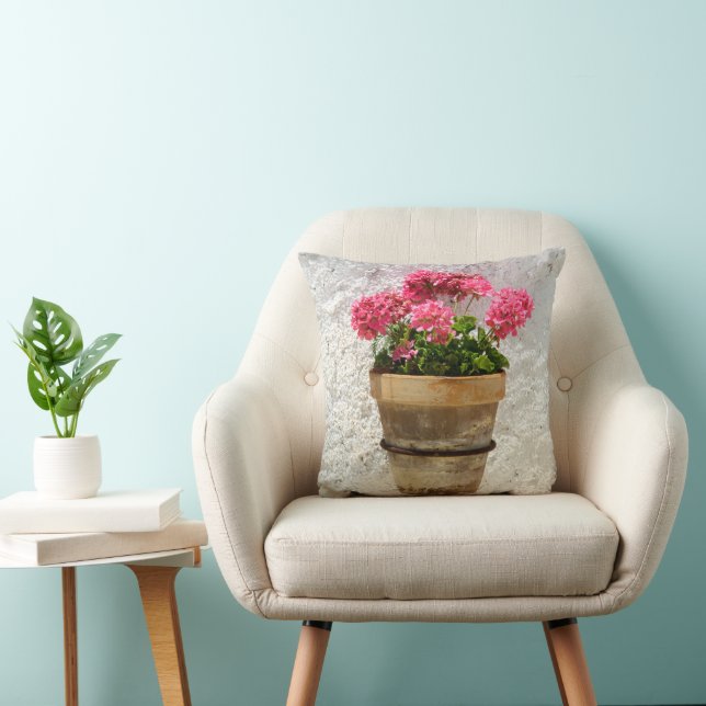 Coussin Fleurs | Géranium en fleur en pot (Chaise)