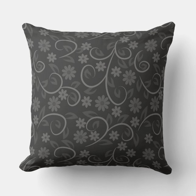 Coussin Fleurs gris mignonnes motif (Recto)