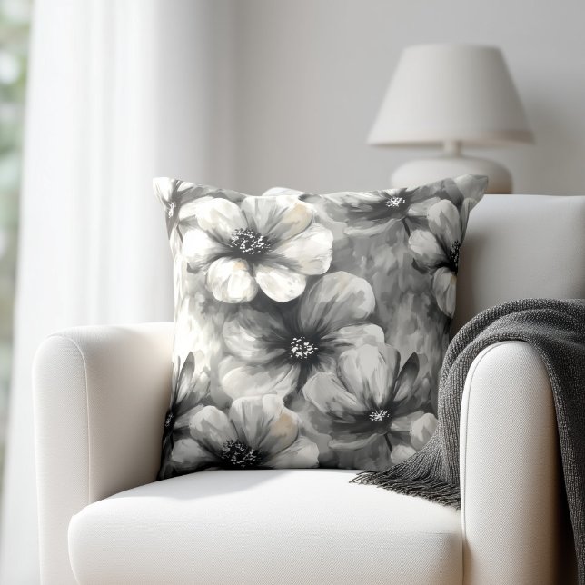 Coussin Fleurs grises rustiques (Créateur téléchargé)