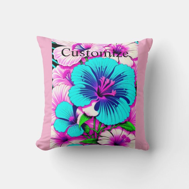 Coussin Fleurs Hibiscus multicolores Thunder_Cove (Recto)