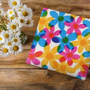 Coussin Fleurs hippies brillantes et audacieuses Printemps