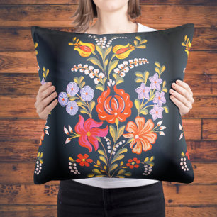 Coussin fleurs hongroises - couleurs vives