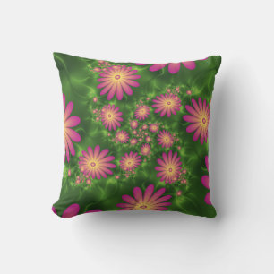 Coussin Fleurs Imaginaires roses Art Fractal Abstrait mode