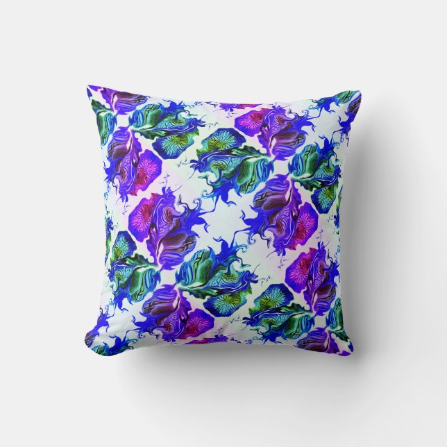 Coussin Fleurs Iris Violettes / Filtres / Carreaux / (Recto)