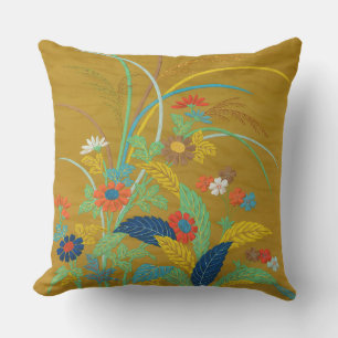 Coussin Fleurs Japonaises Vintage G.A. Audsley