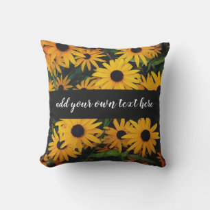 Coussin fleurs jaunes ajouter votre propre texte photo art