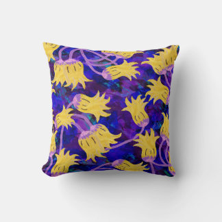 Coussin Fleurs jaunes aquarelle transparente motif