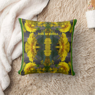 Coussin Fleurs Jaunes Au Soleil Abstrait Personnalisé