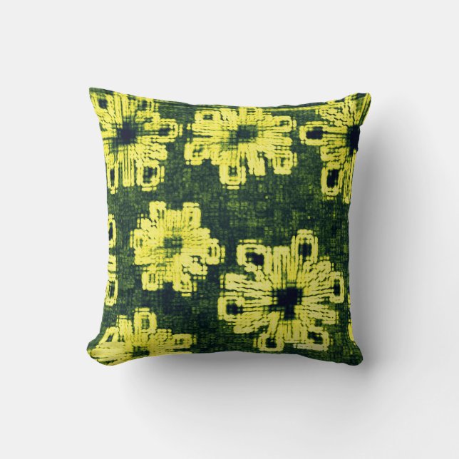 Coussin Fleurs Jaunes contre Noir (Recto)