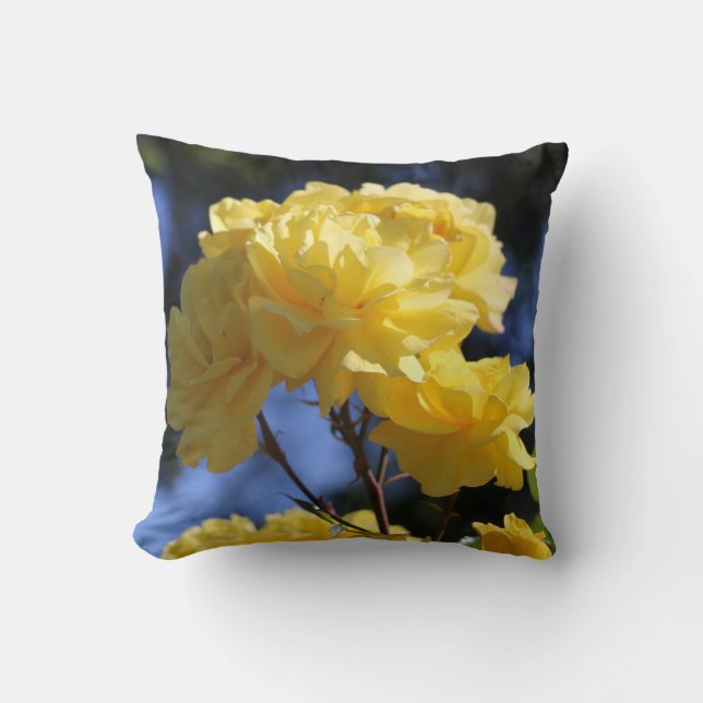Coussin Fleurs Jaunes D'Or Joli Photo Rose (Recto)