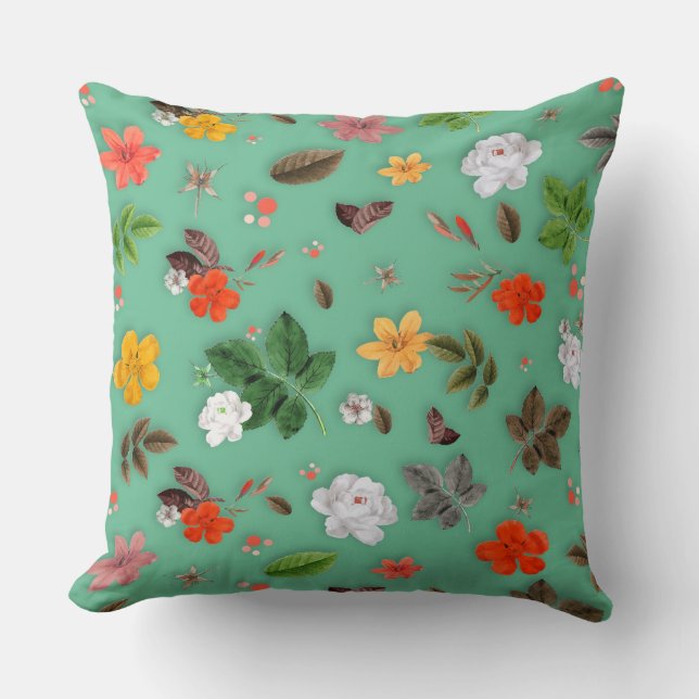 Coussin Fleurs jaunes et roses blanches 14 (Recto)