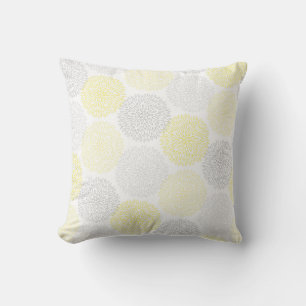 Coussin Fleurs Jaunes Grises Modernes