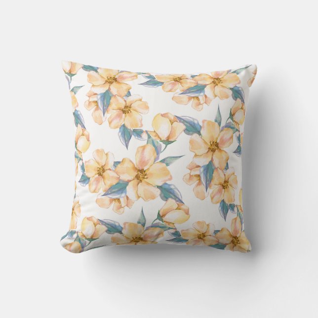 Coussin Fleurs jaunes. Jardin d'aquarelle 2 (Recto)
