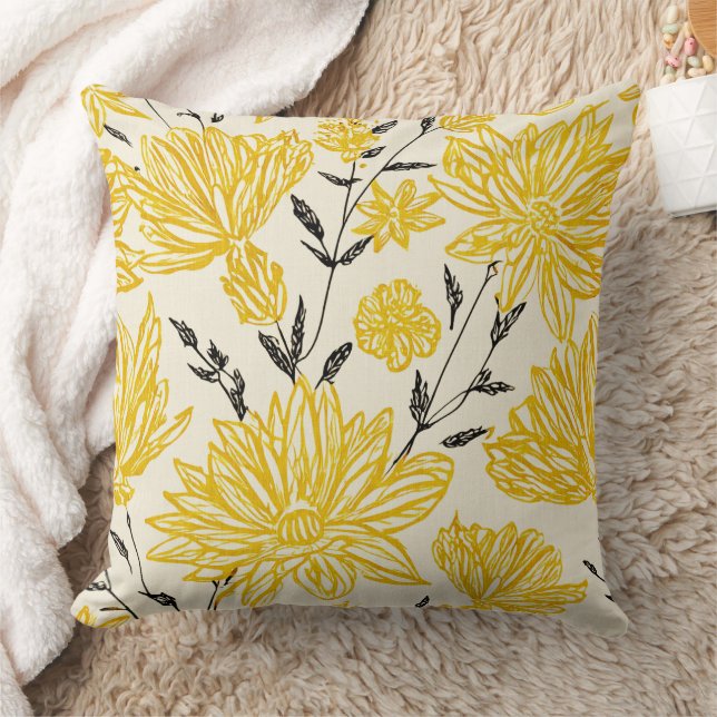 Coussin Fleurs jaunes motif floral (Couverture)