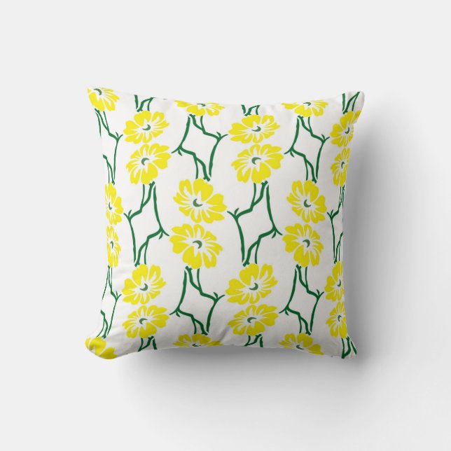 Coussin Fleurs Jaunes : Motif sans couture illustré (Recto)