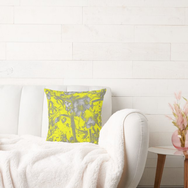 Coussin Fleurs Jaunes Stylisées Florales (Canapé)