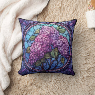 Coussin Fleurs Lilac En Verre Tissé