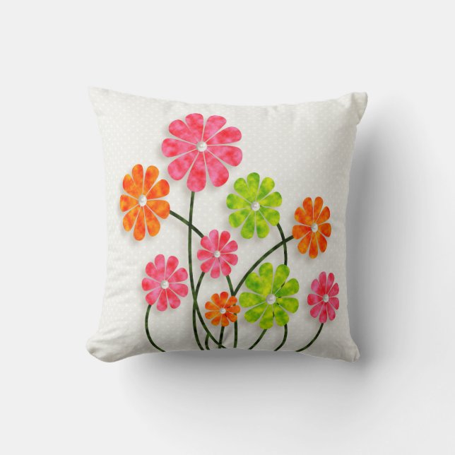 Coussin Fleurs ludiques lumineuses (3) (Recto)