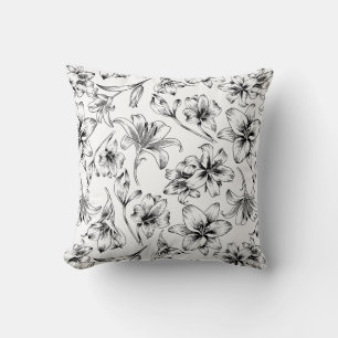 Coussin Fleurs Lys Noires
